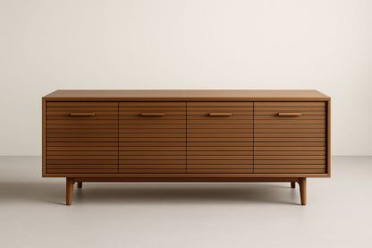 Credenza rettangolare 4 ante in legno MDF Marrone 150x45x75cm-Lenorivlo