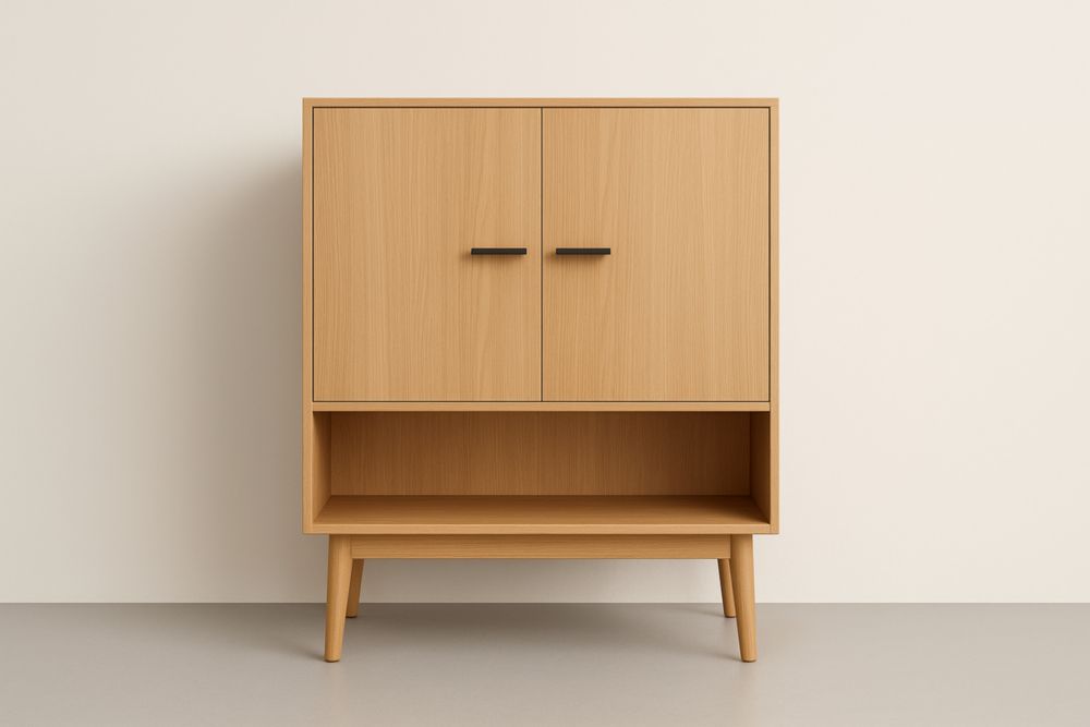 Mobiletto in legno frassino chiaro con ante-Lenorivlo