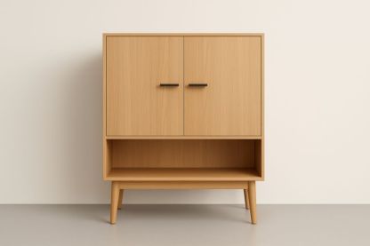 Mobiletto in legno frassino chiaro con ante-Lenorivlo