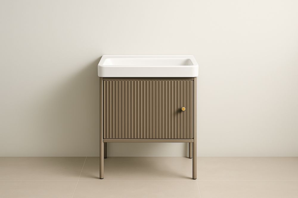 Mobile bagno in MDF con lavabo in ceramica 60x45x80 cm-Lenorivlo