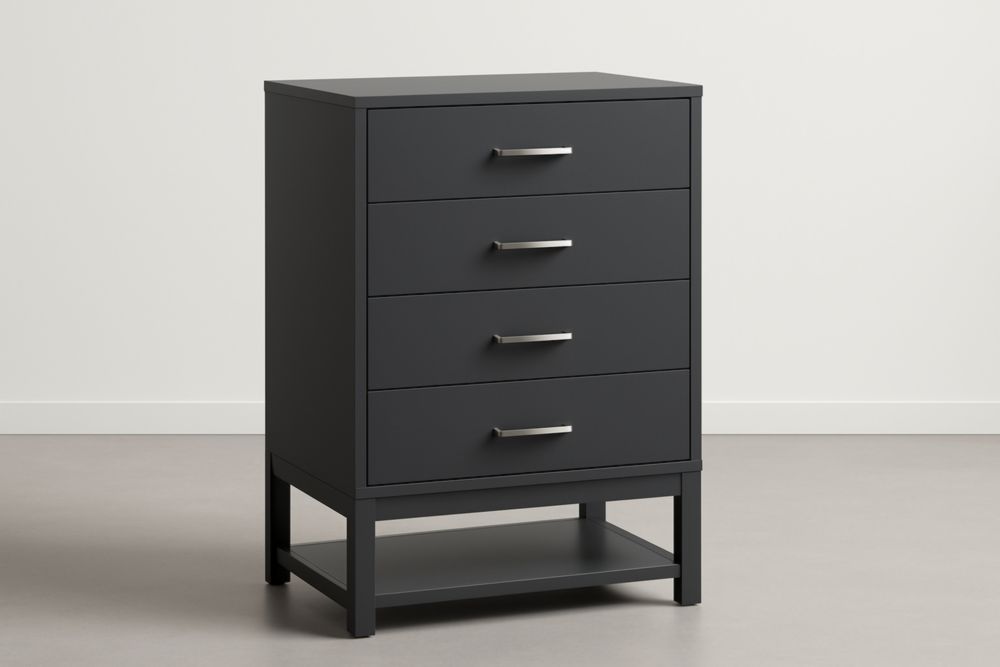 Cassettiera in MDF e Acciaio Nero 80x40x100cm-Lenorivlo