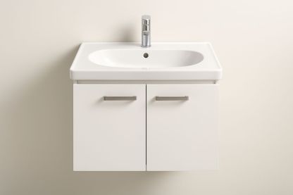 Lavabo con mobiletto sospeso 60x50x45 cm Bianco ceramica e MDF-Lenorivlo
