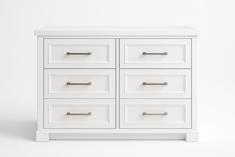 Cassettiera Bianca in MDF con 6 Cassetti 80x120x40 cm-Lenorivlo