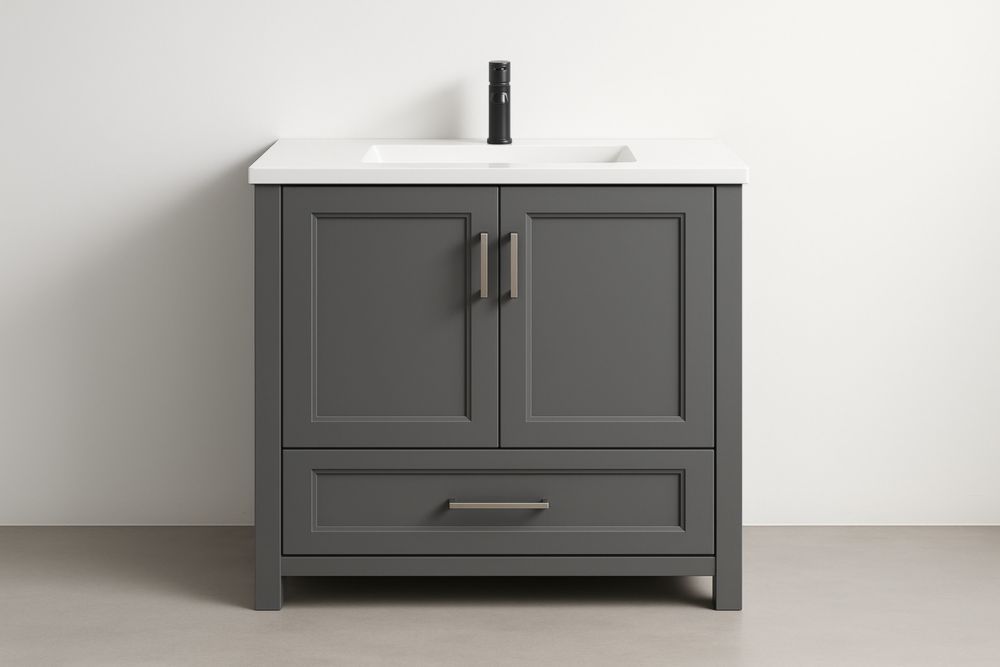 Mobile da bagno con lavabo singolo MDF e resina 80x45x85 cm-Lenorivlo