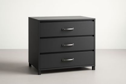 Cassettiera a 3 Cassetti in Legno Nero 78x80x45 cm-Lenorivlo