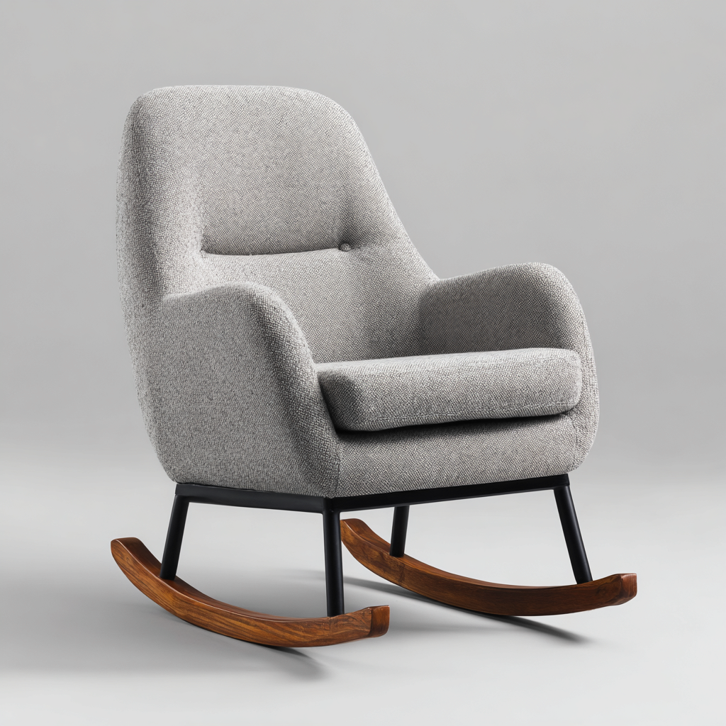 Fauteuil à bascule tissu 100x70x95 cm - gris - pour salon - design moderne-Roomoliq