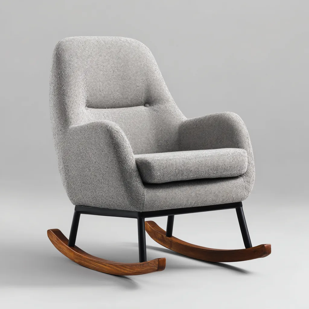 Fauteuil à bascule tissu 100x70x95 cm - gris - pour salon - design moderne-Roomoliq