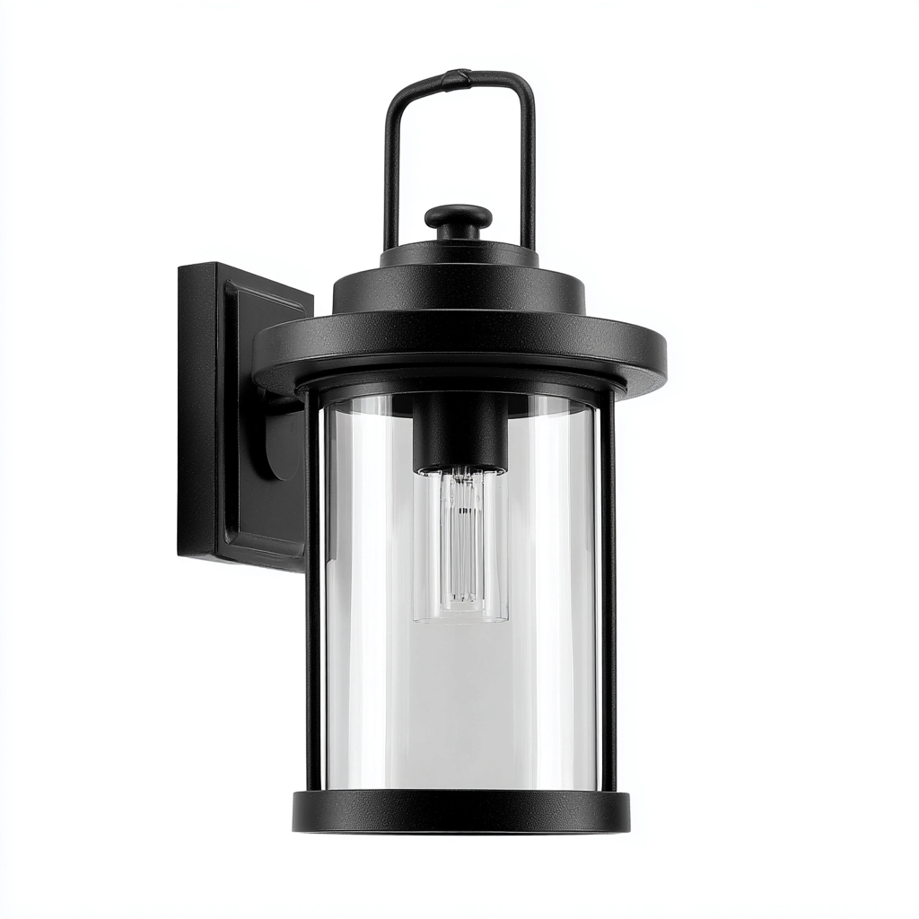Applique murale - métal - verre - 18x15x32 cm - noir - adaptée à l'extérieur - style moderne-Roomoliq