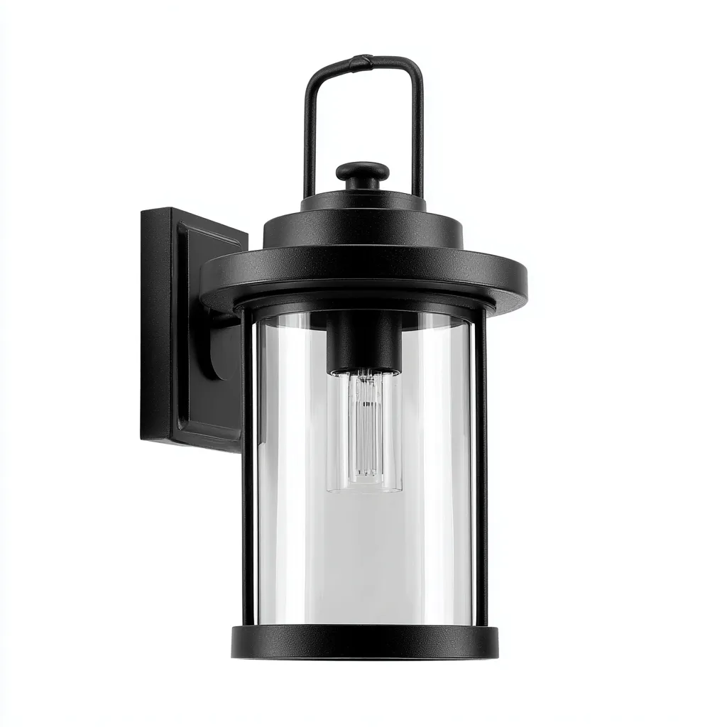Applique murale - métal - verre - 18x15x32 cm - noir - adaptée à l'extérieur - style moderne-Roomoliq