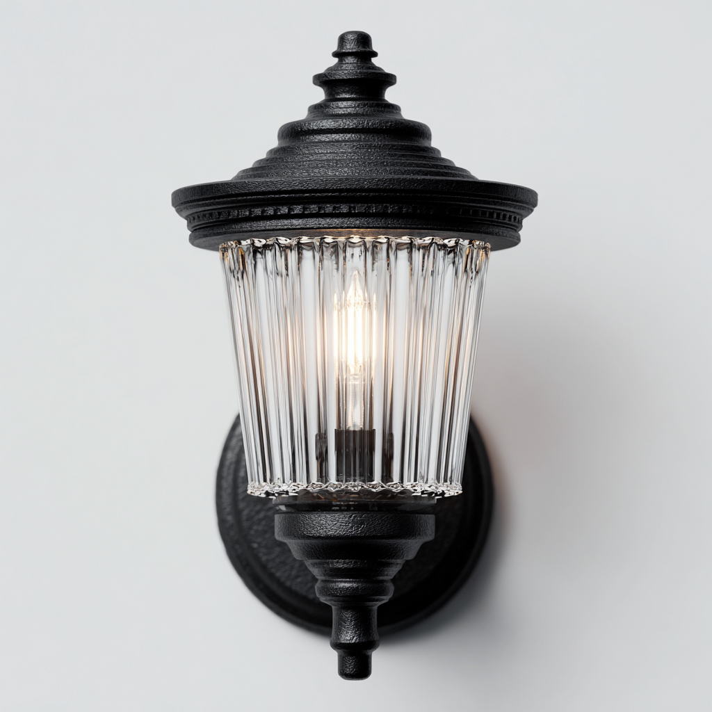 Applique murale - métal - verre - 15x18x28 cm - noir - transparente - adaptée à l'intérieur - style classique-Roomoliq