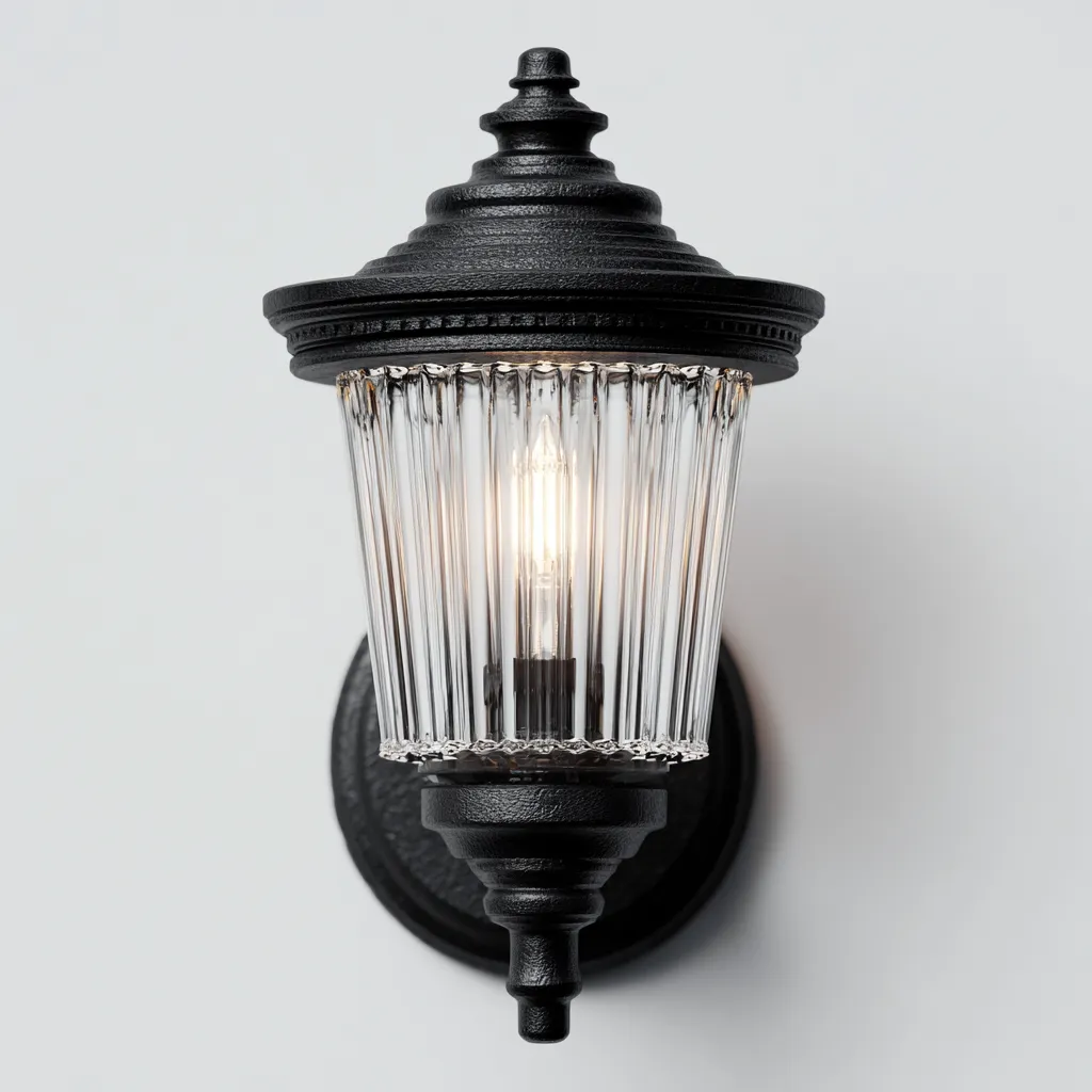 Applique murale - métal - verre - 15x18x28 cm - noir - transparente - adaptée à l'intérieur - style classique-Roomoliq