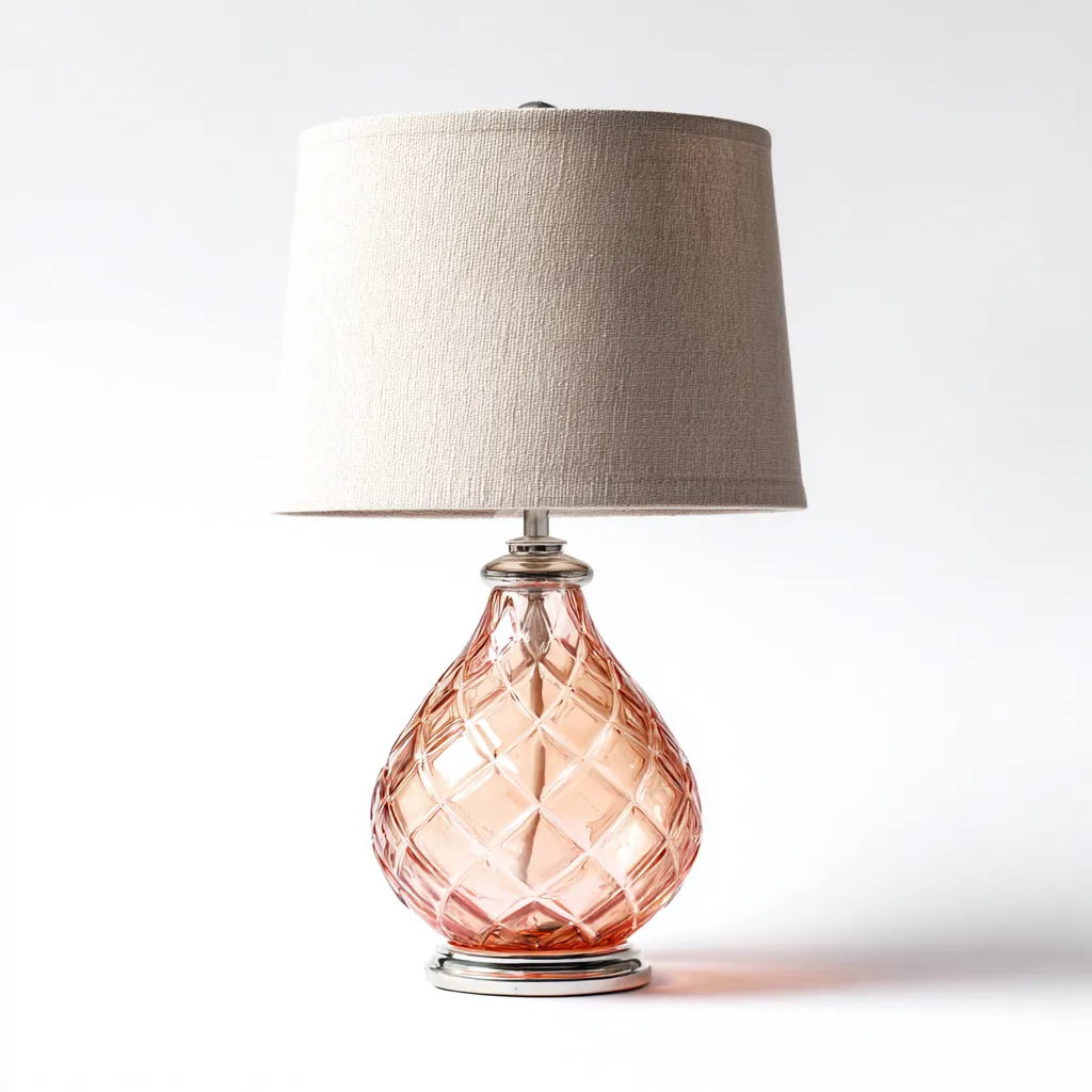 Lampe de table - verre rose décoratif 28x50 cm - beige - design moderne - adaptée à la pièce à vivre-Roomoliq