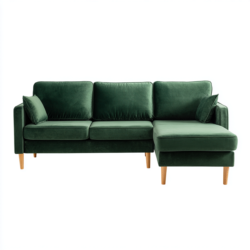 Canapé d'angle tissu 250x145x85 cm - vert émeraude - pour salon - design moderne-Roomoliq
