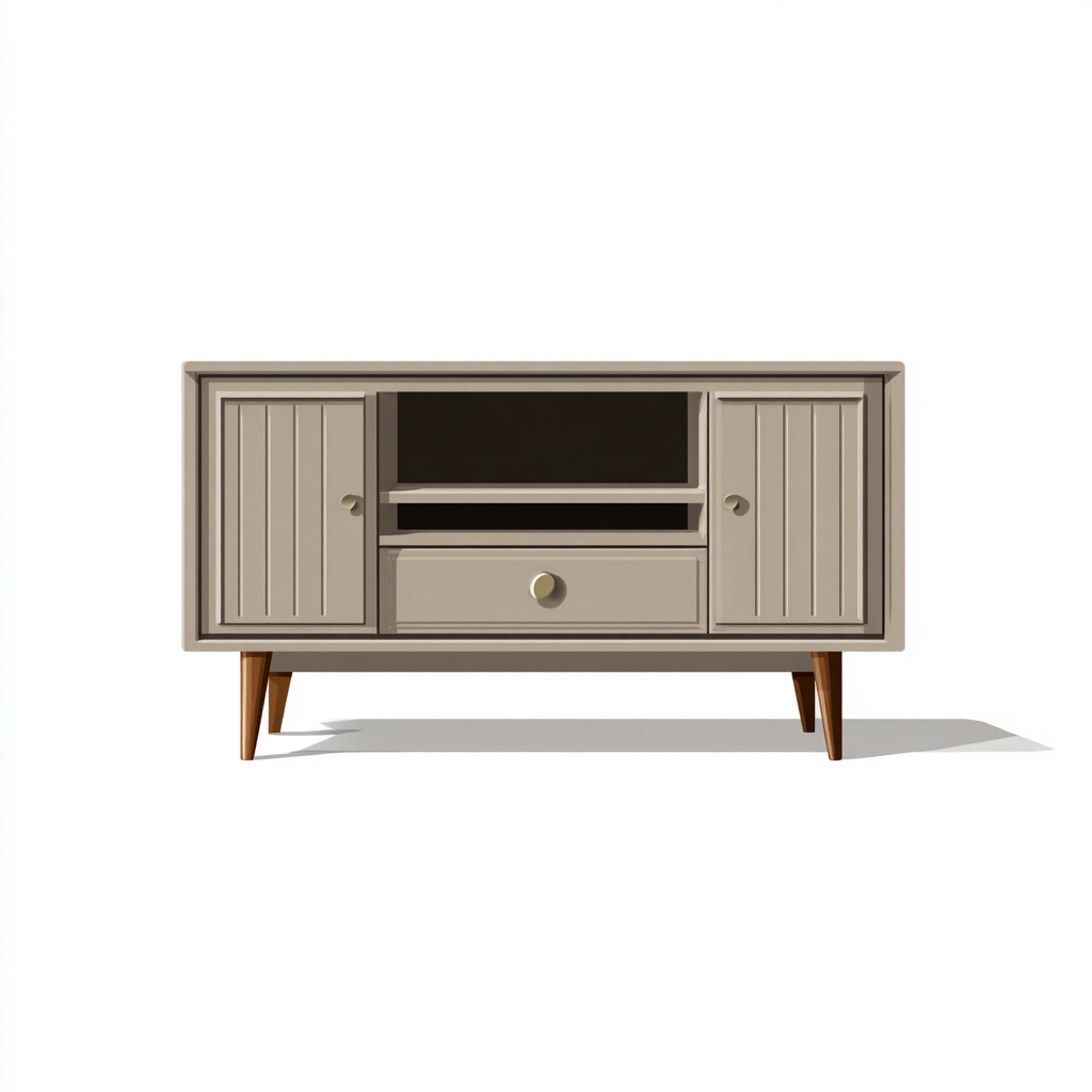 Meuble TV bois 120x40x60 cm - taupe - pour salon - style nordique-Roomoliq