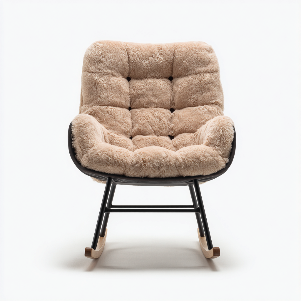 Fauteuil à bascule tissu 95x75x95 cm - beige - pour salon - design moderne-Roomoliq