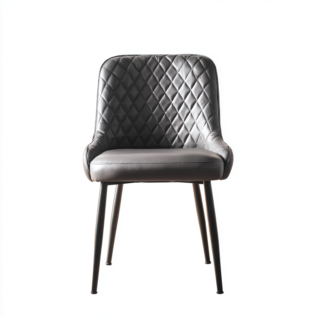 Chaise de salle à manger - similicuir - métal - 55x60x85 cm - gris - design moderne pour salle à manger-Roomoliq