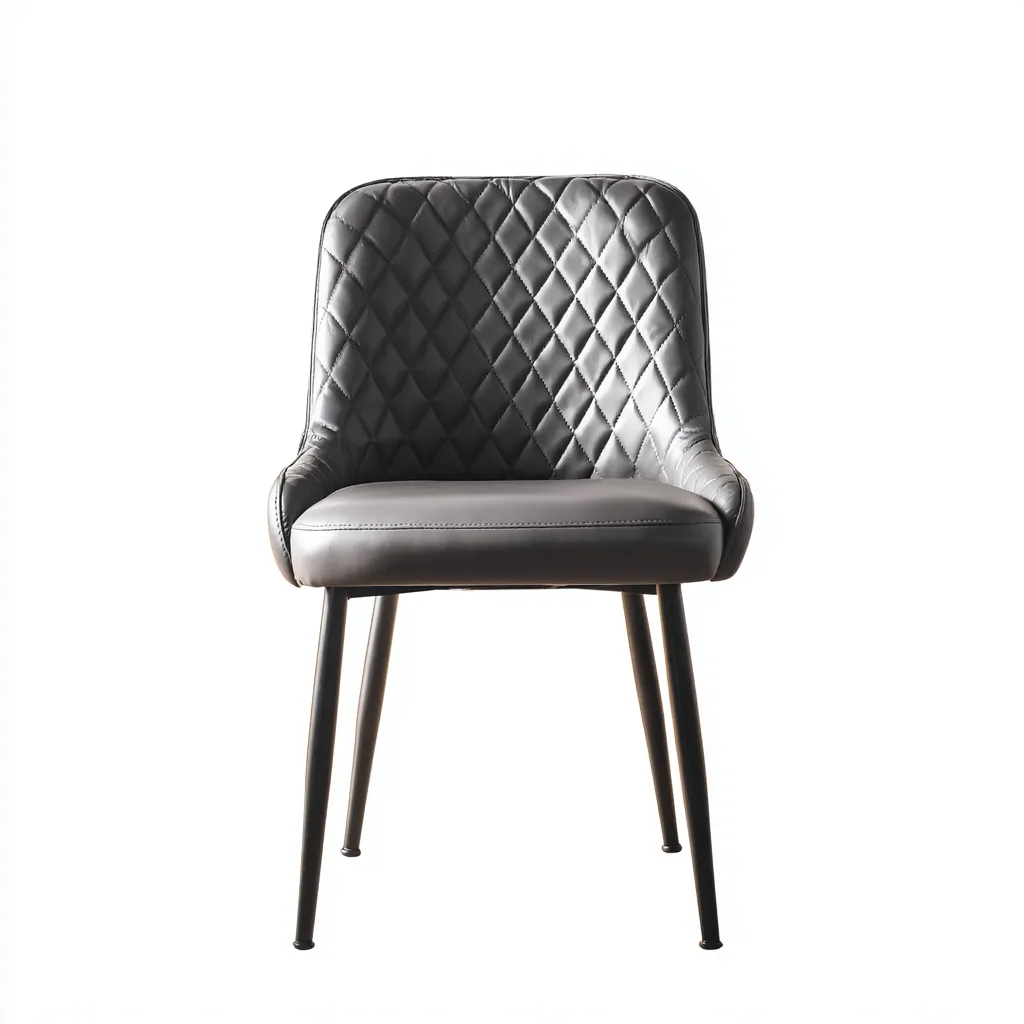 Chaise de salle à manger - similicuir - métal - 55x60x85 cm - gris - design moderne pour salle à manger-Roomoliq