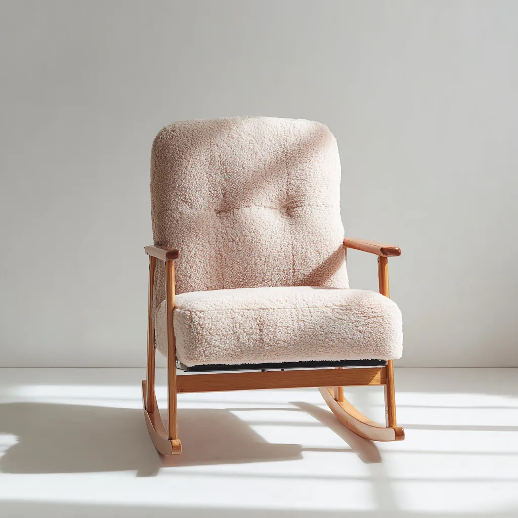 Fauteuil à bascule tissu 100x65x95 cm - beige - pour salon - design moderne-Roomoliq