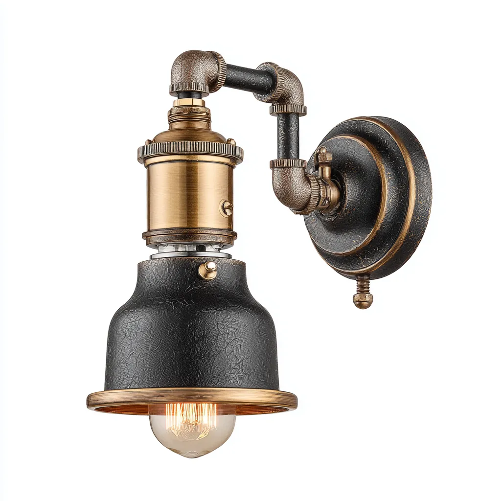 Applique murale - métal - 14x18x26 cm - noir - or - adaptée à l'intérieur - design industriel-Roomoliq