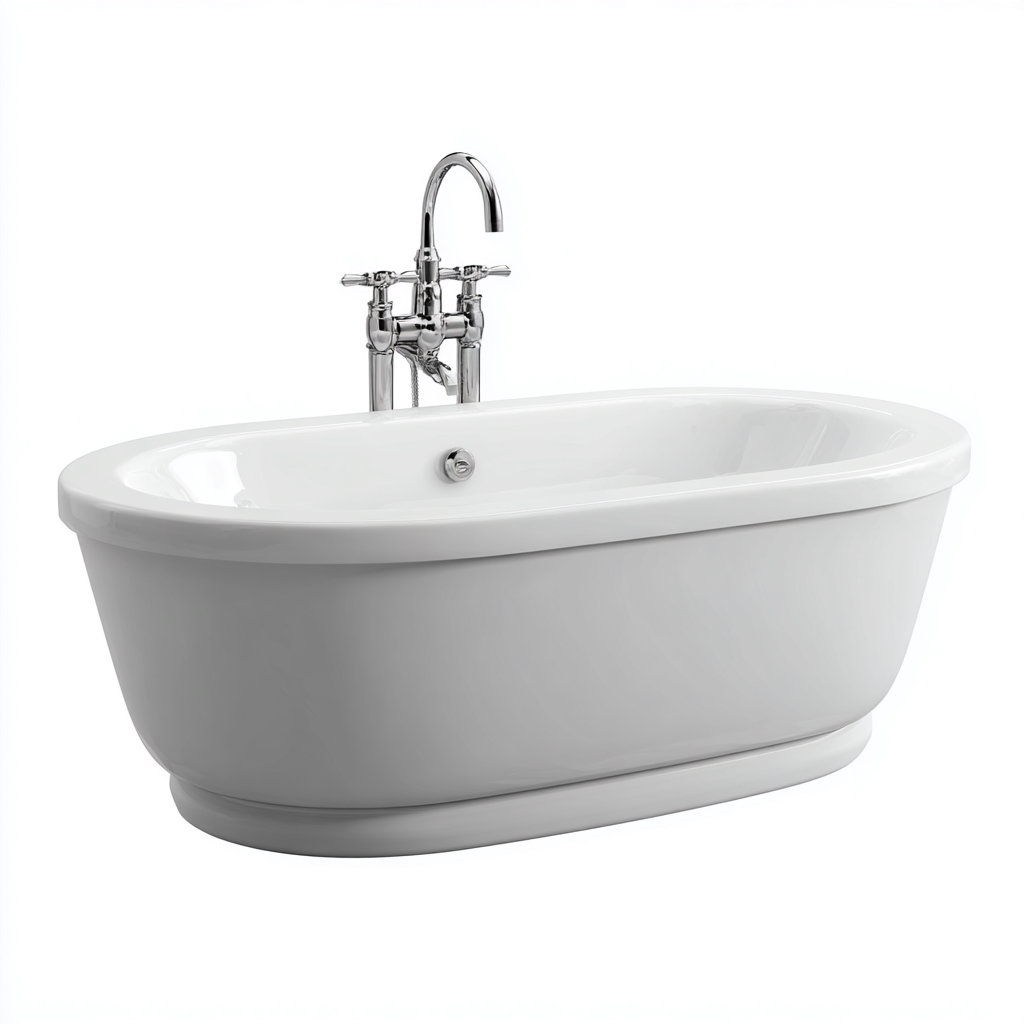 Baignoire autoportante - acrylique - 168x76x58 cm - blanc - adaptée à la salle de bain - design moderne-Roomoliq