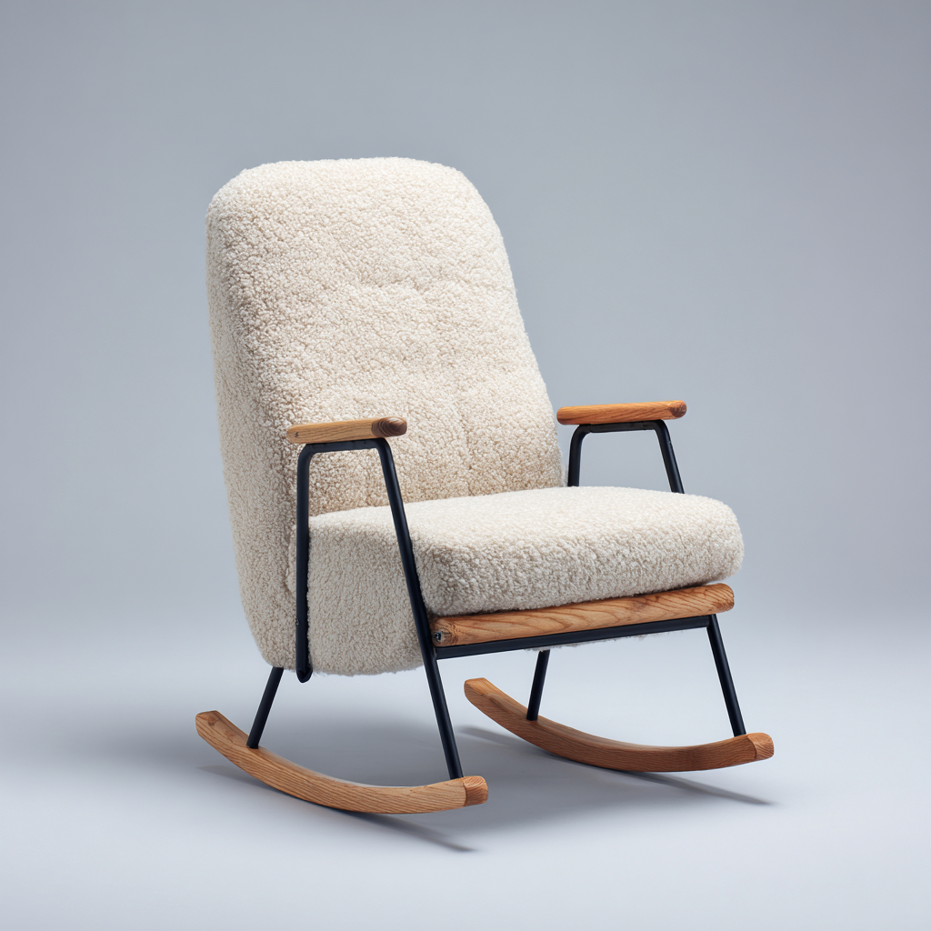 Fauteuil à bascule tissu 100x65x95 cm - beige - pour salon - design moderne-Roomoliq