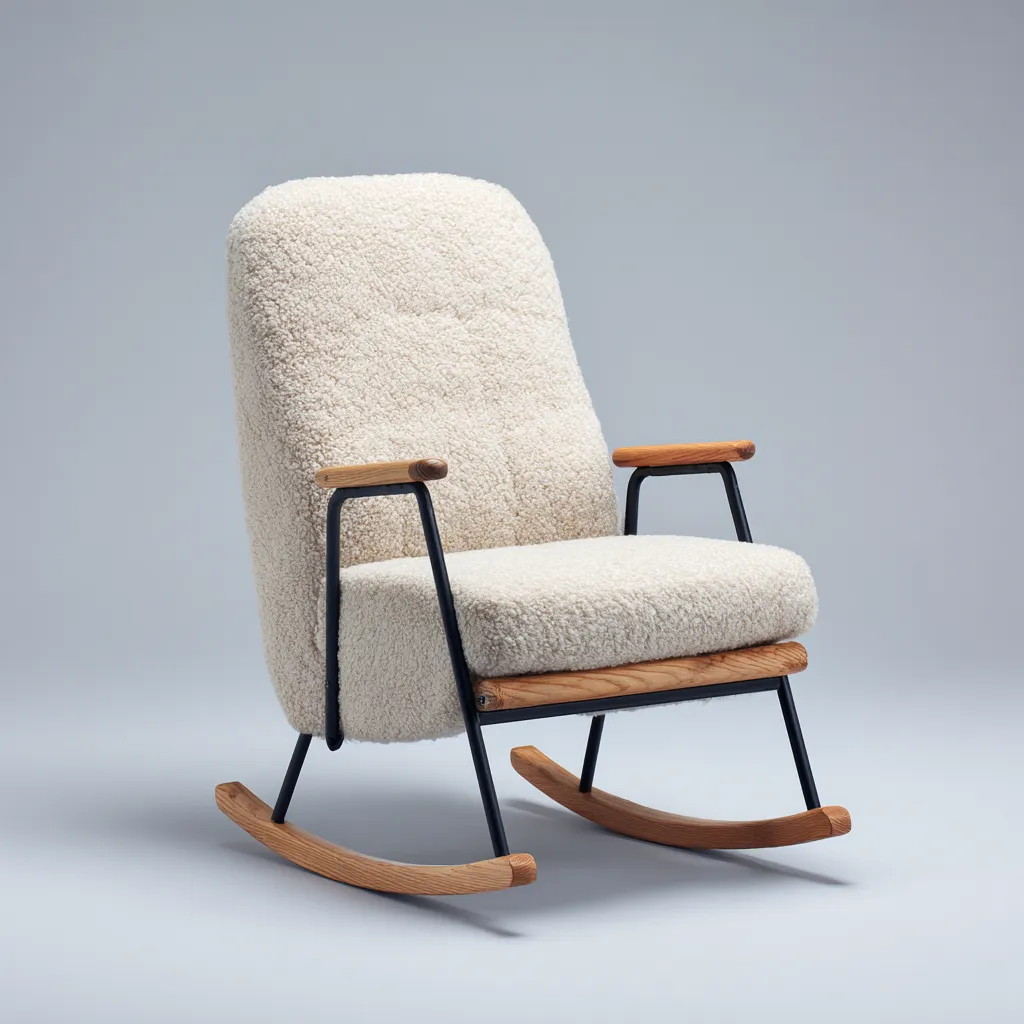 Fauteuil à bascule tissu 100x65x95 cm - beige - pour salon - design moderne-Roomoliq