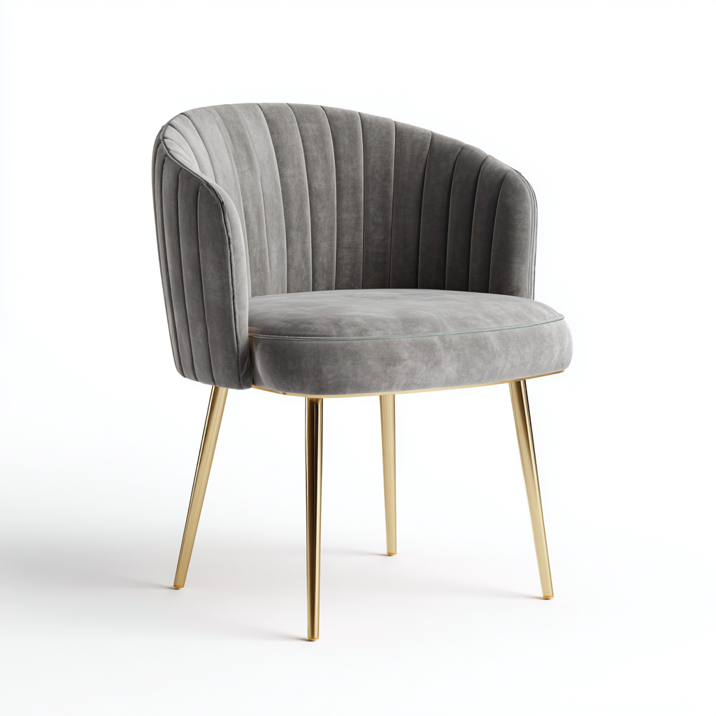 Chaise de salle à manger - velours - métal - 55x58x82 cm - gris - design moderne avec accoudoirs pour salle à manger-Roomoliq