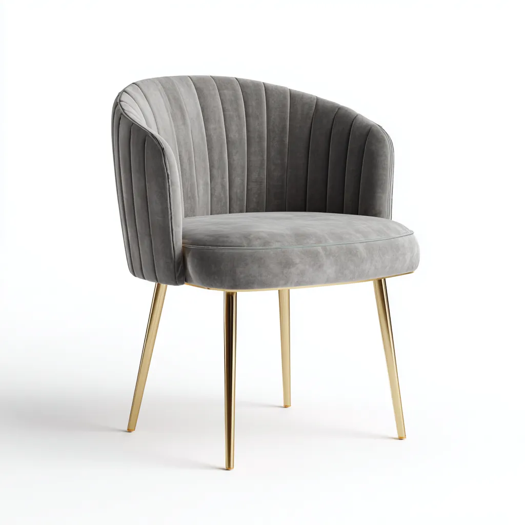 Chaise de salle à manger - velours - métal - 55x58x82 cm - gris - design moderne avec accoudoirs pour salle à manger-Roomoliq