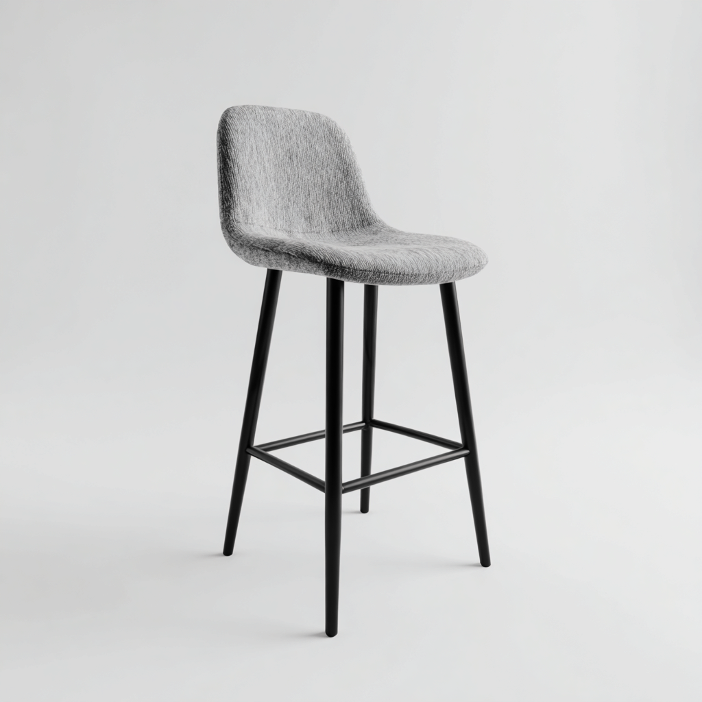 Tabouret de bar - métal - tissu - 48x48x98 cm - gris - noir - design moderne pour salle à manger-Roomoliq