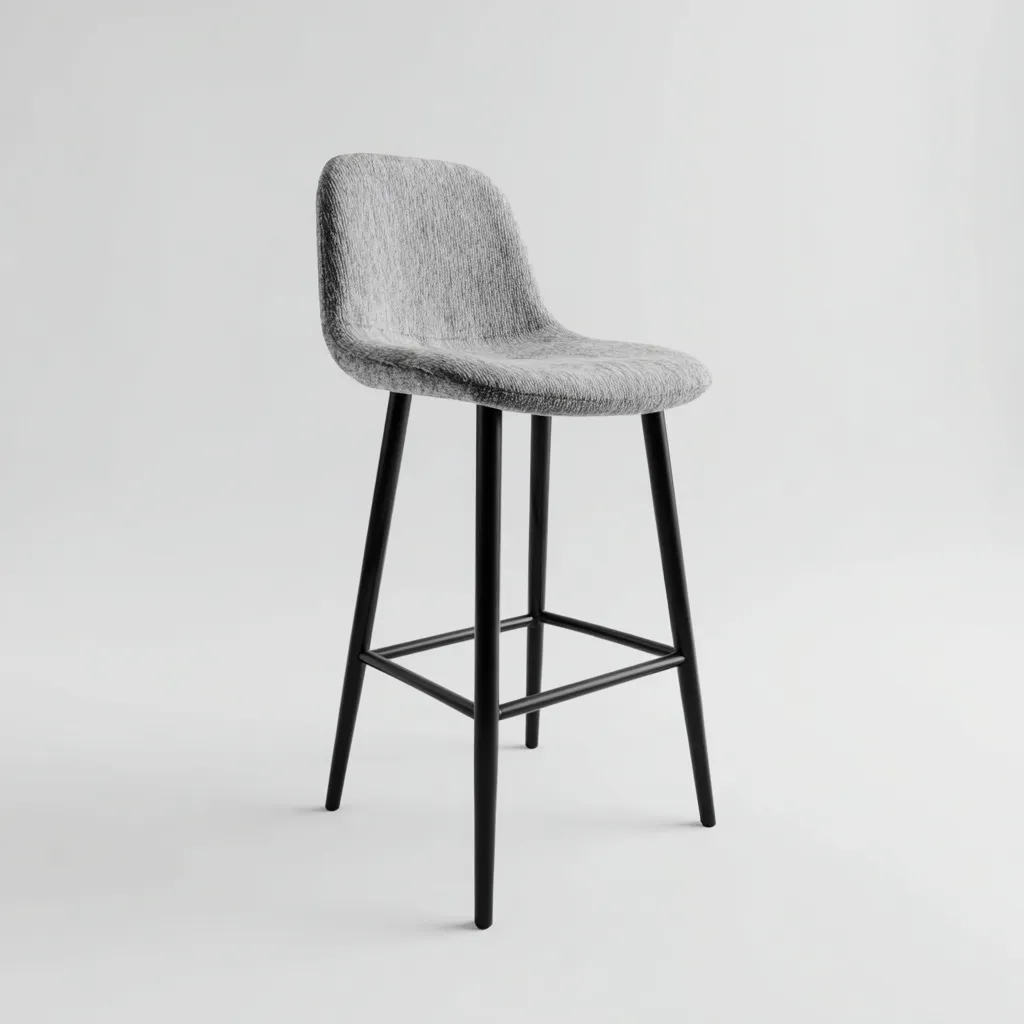 Tabouret de bar - métal - tissu - 48x48x98 cm - gris - noir - design moderne pour salle à manger-Roomoliq