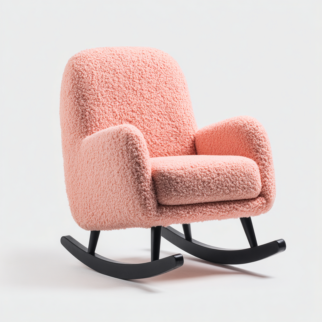 Fauteuil à bascule tissu 90x60x85 cm - rose - pour salon - design moderne-Roomoliq