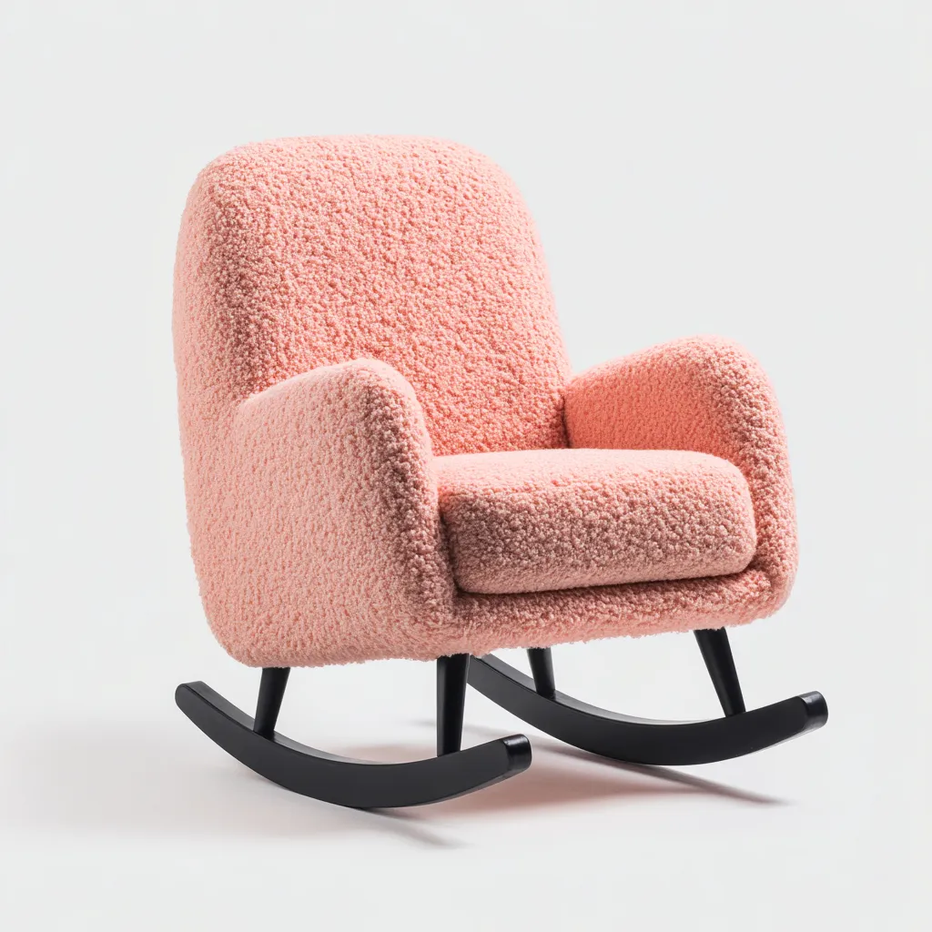 Fauteuil à bascule tissu 90x60x85 cm - rose - pour salon - design moderne-Roomoliq