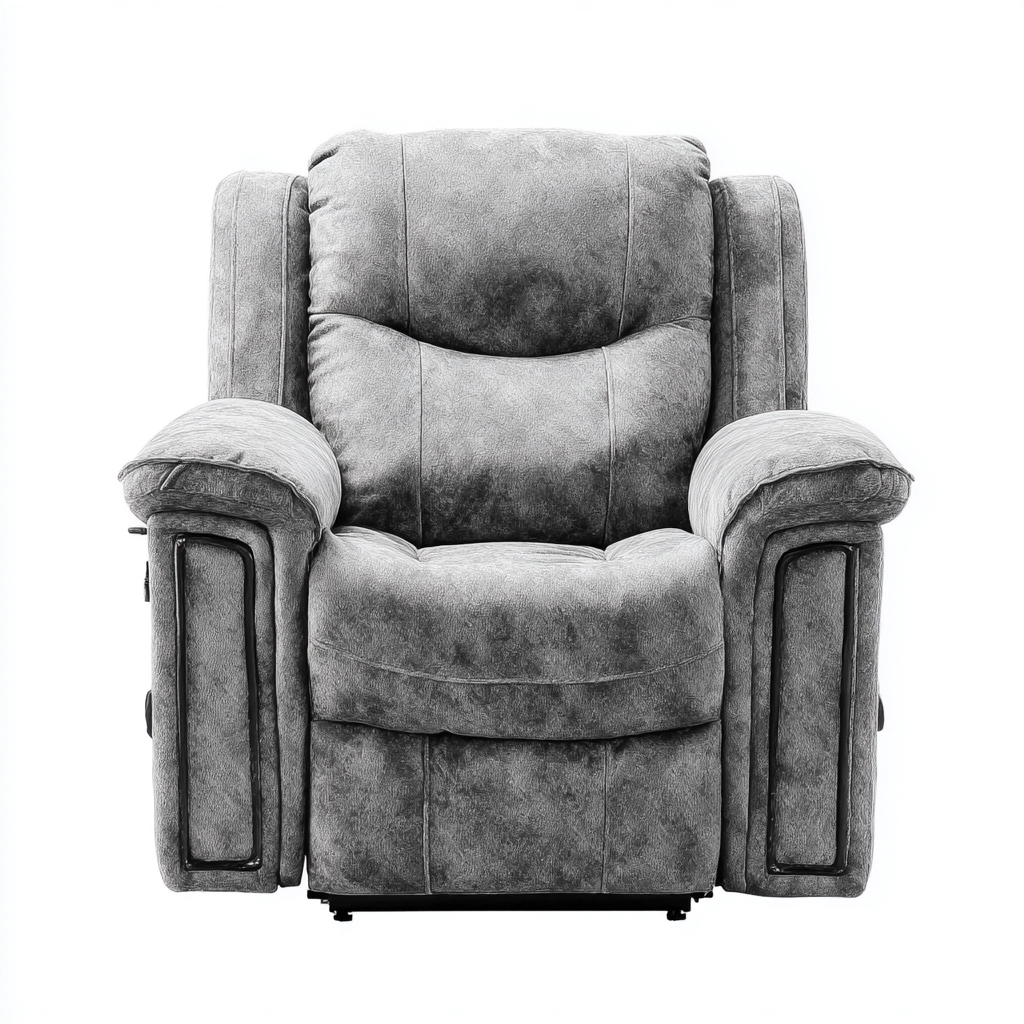 Fauteuil relax aspect cuir microfibre 100x95x105 cm - gris - pour salon - confort inclinable-Roomoliq