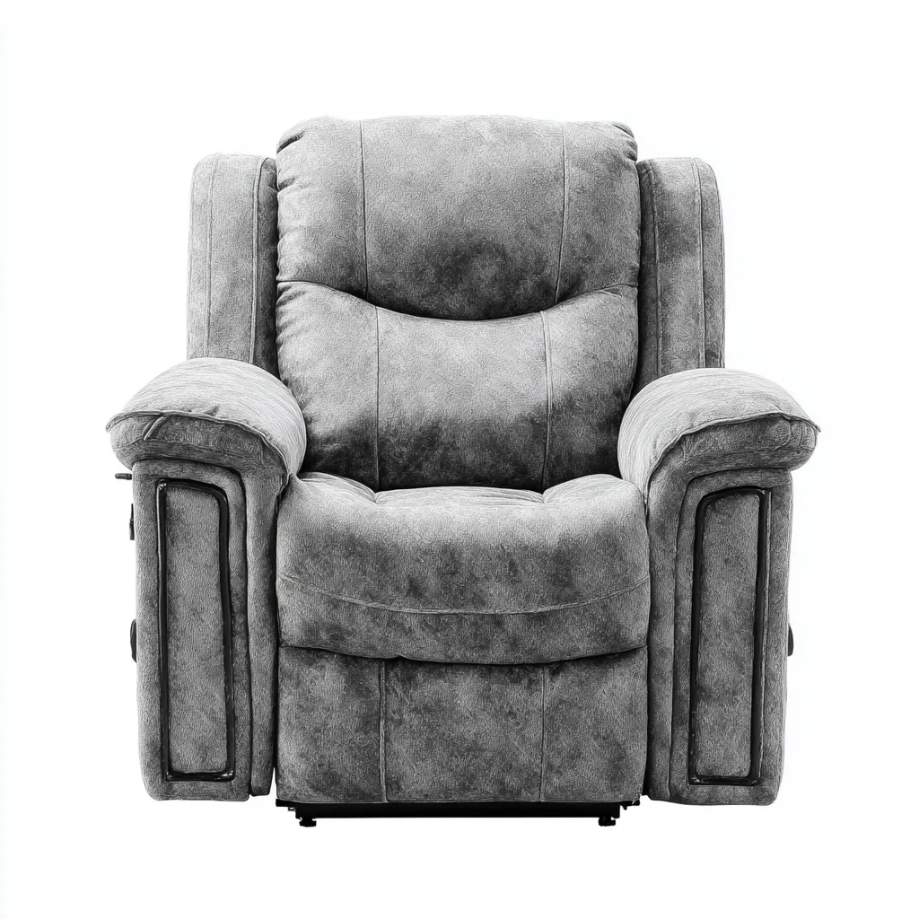 Fauteuil relax aspect cuir microfibre 100x95x105 cm - gris - pour salon - confort inclinable-Roomoliq