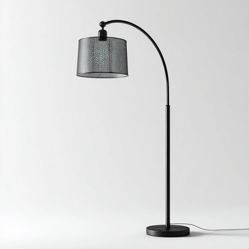 Lampadaire métal 30x30x165 cm - noir - design industriel - pour salon-Roomoliq