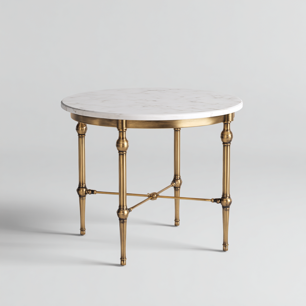 Table à manger - marbre - métal - 100x100x75 cm - blanc - or - design classique pour salle à manger-Roomoliq