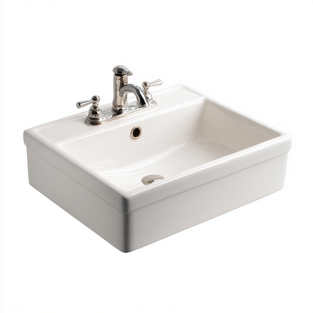 Lavabo en céramique 60x45x18 cm - blanc - vasque rectangulaire classique pour salle de bain-Roomoliq