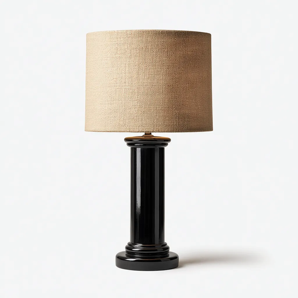 Lampe de table - céramique - tissu - 26x48 cm - noir - beige - intérieur - design classique-Roomoliq