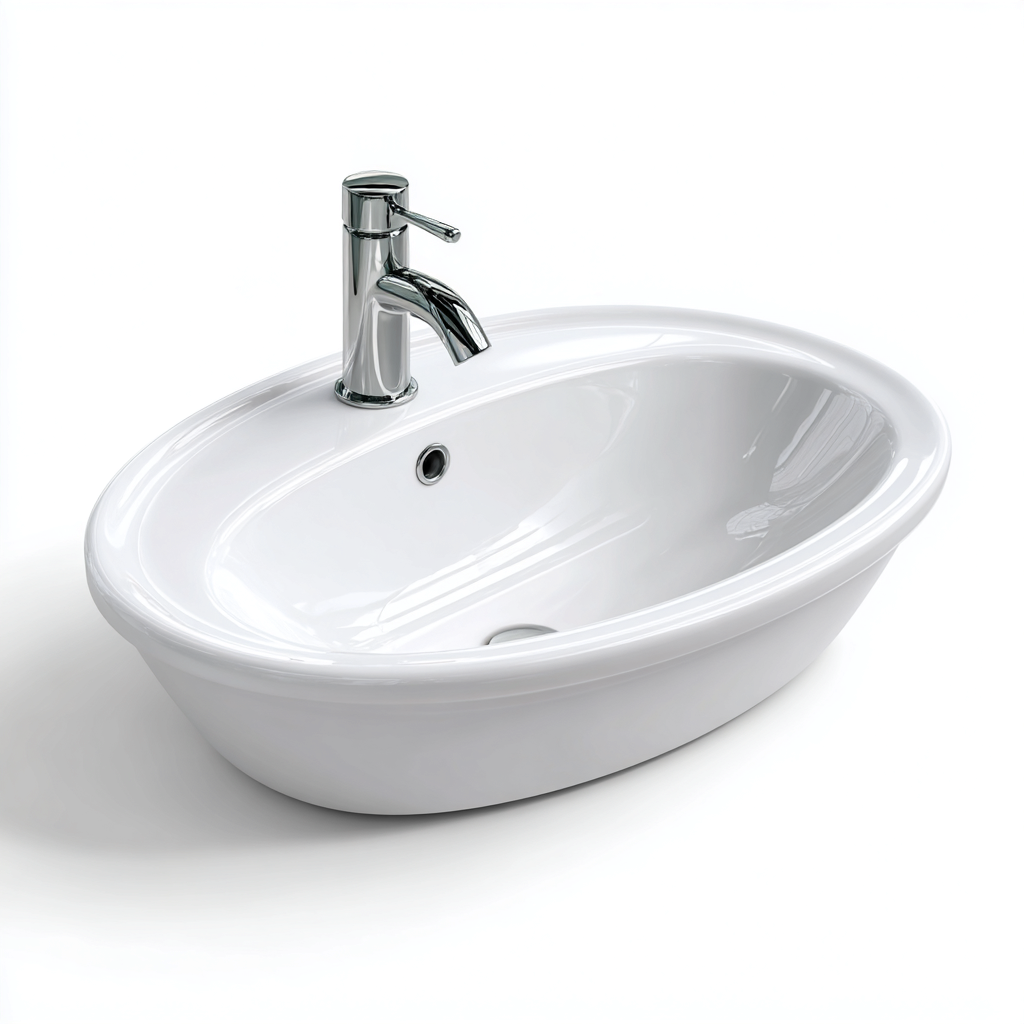 Lavabo en céramique - blanc - 50x38x17 cm - salle de bain - design contemporain-Roomoliq