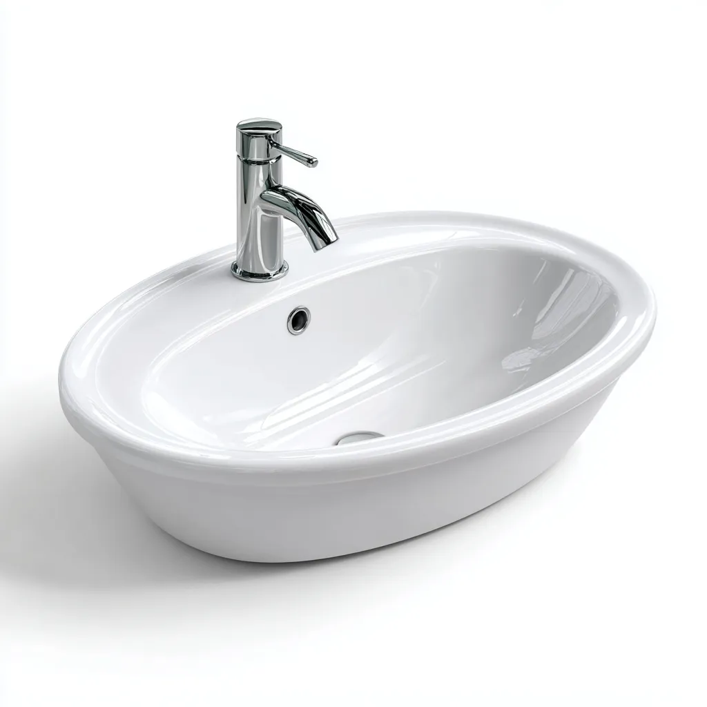 Lavabo en céramique - blanc - 50x38x17 cm - salle de bain - design contemporain-Roomoliq
