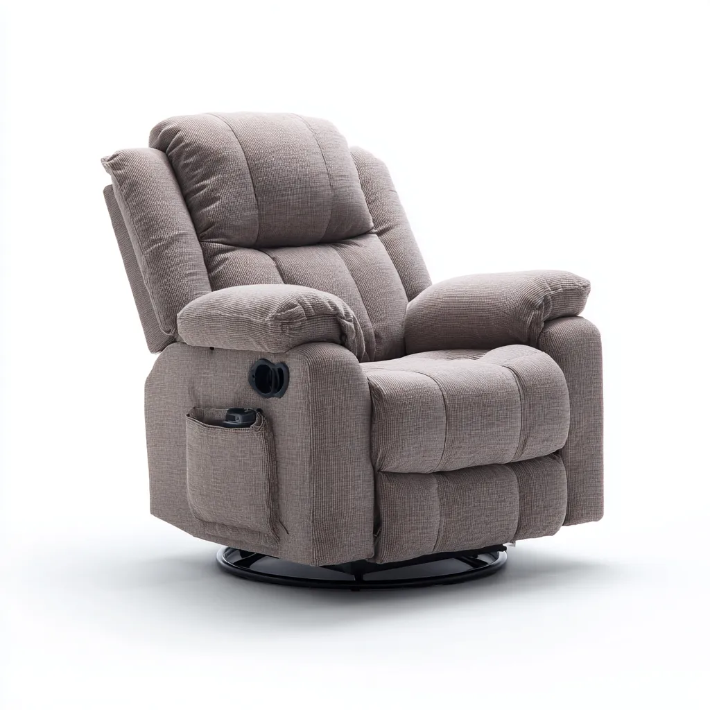 Fauteuil relax tissu 90x85x104 cm - beige - pour salon - design moderne avec inclinaison manuelle et base pivotante-Roomoliq