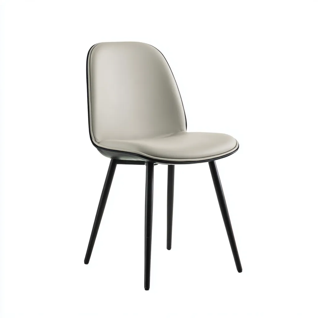 Chaise de salle à manger - similicuir - métal - 50x55x82 cm - gris clair - design moderne pour salle à manger-Roomoliq