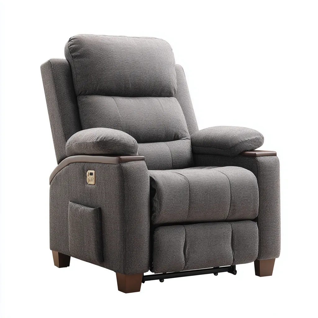 Fauteuil relax tissu 92x90x104 cm - gris foncé - pour salon - design moderne avec relève-personne-Roomoliq