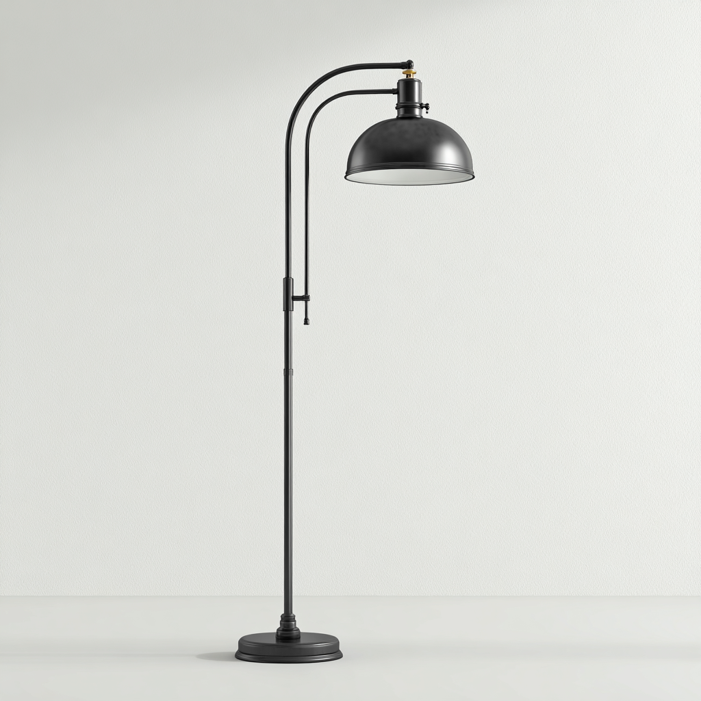 Lampadaire métal réglable 32x32x165 cm - noir - style industriel - pour salon-Roomoliq