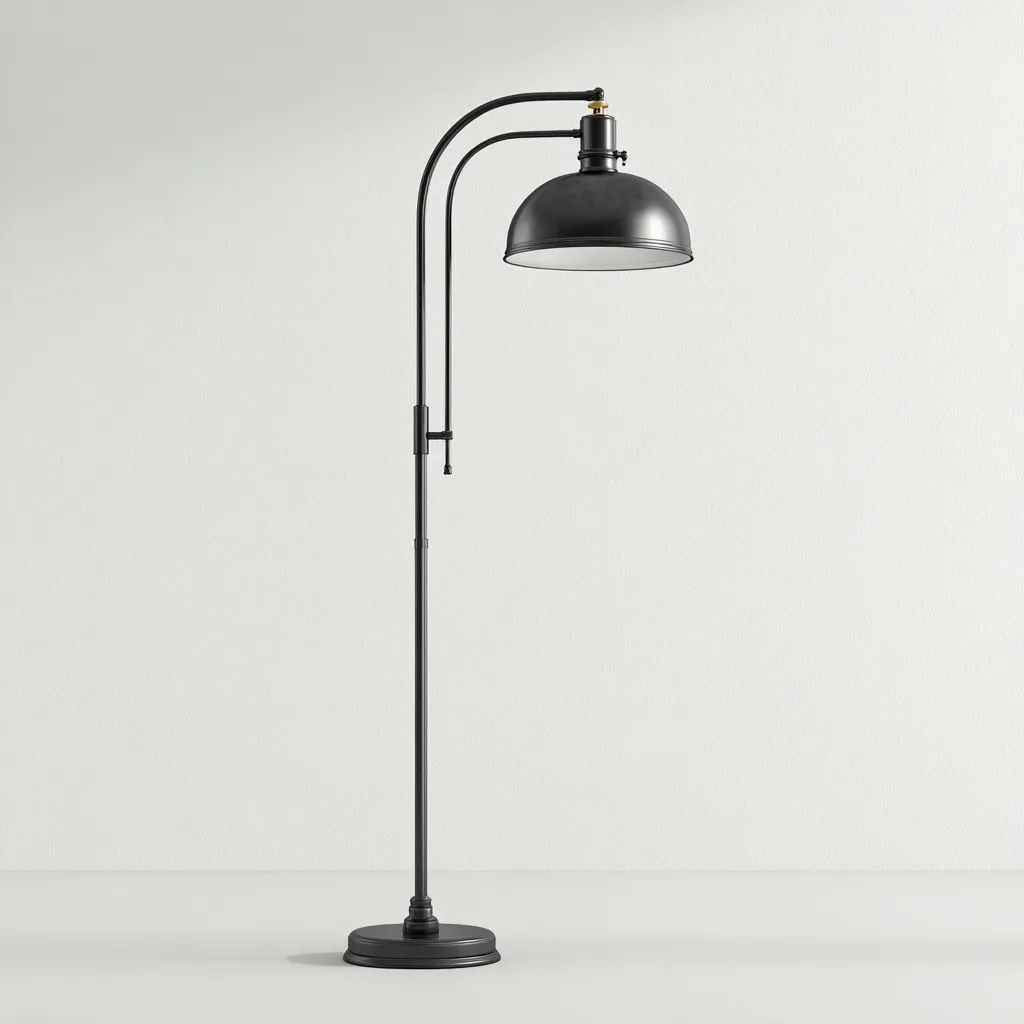 Lampadaire métal réglable 32x32x165 cm - noir - style industriel - pour salon-Roomoliq