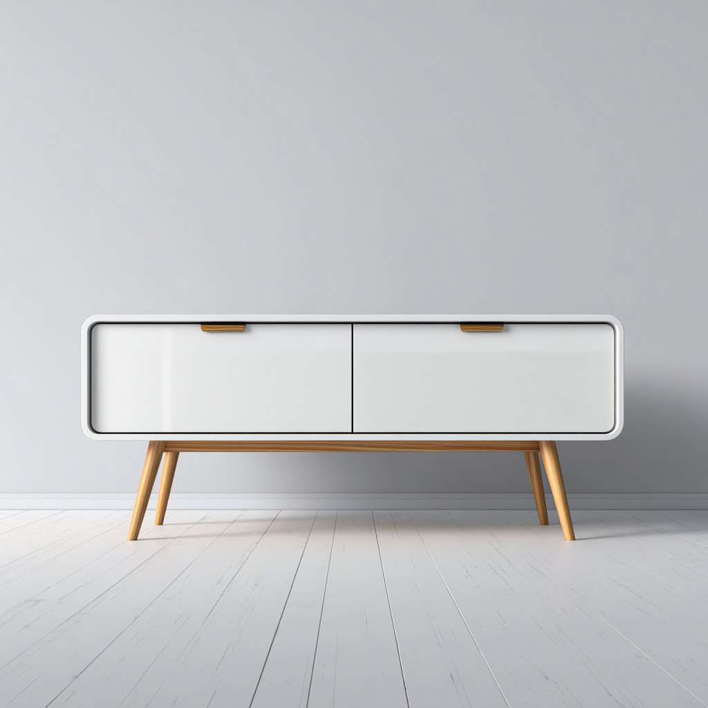 Meuble TV bois et panneau 120x40x55 cm - blanc - bois - pour salon - design moderne-Roomoliq
