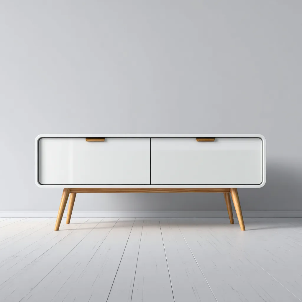 Meuble TV bois et panneau 120x40x55 cm - blanc - bois - pour salon - design moderne-Roomoliq