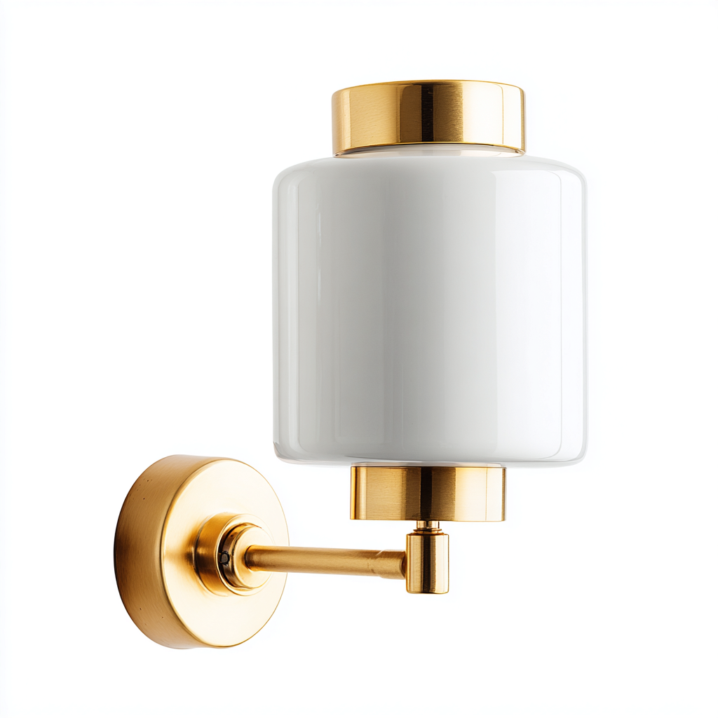 Applique murale - métal - verre - 12x18x22 cm - blanc - or - adaptée à l'intérieur - design moderne-Roomoliq