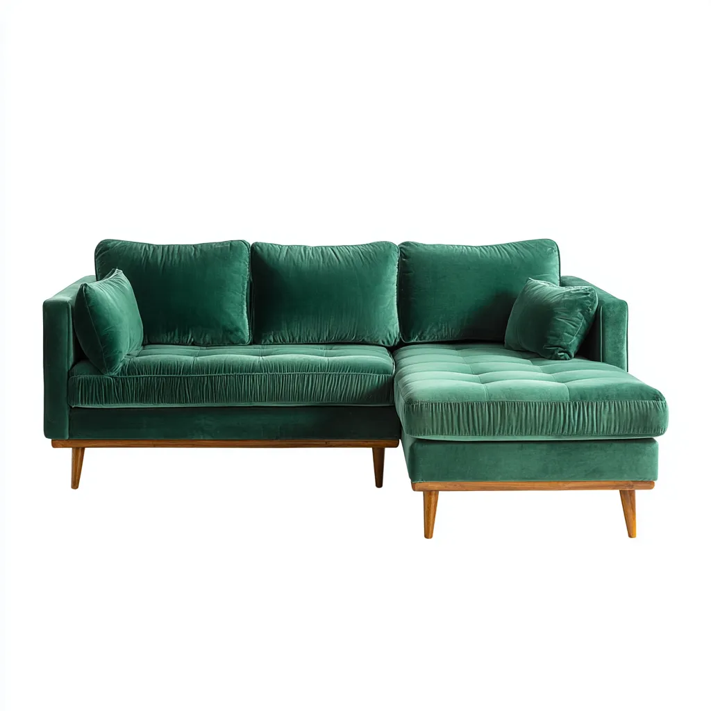 Canapé d'angle tissu 260x155x85 cm - vert émeraude - pour salon - design moderne-Roomoliq