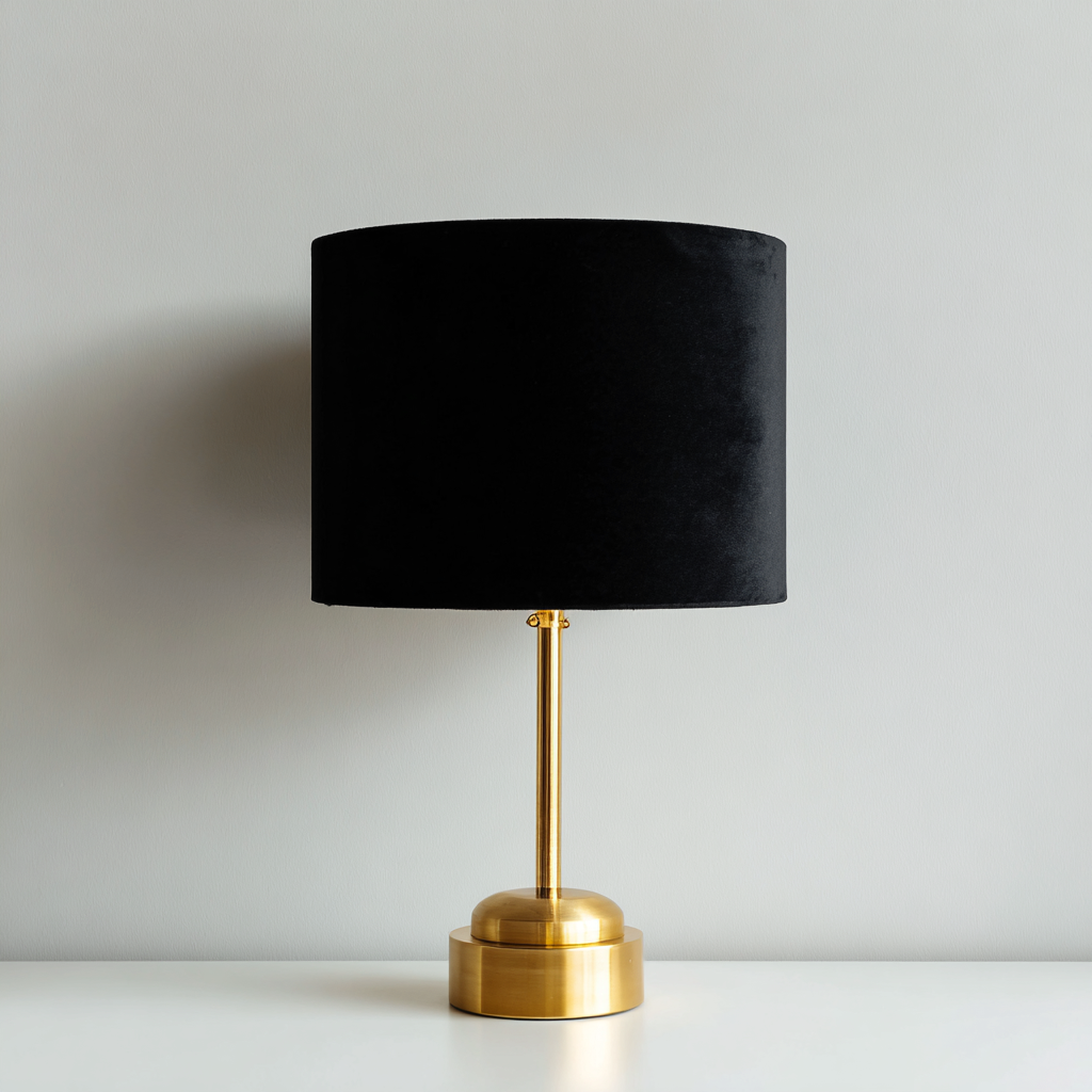 Lampe de table - métal doré et abat-jour tissu noir 30x52 cm - design moderne - adaptée à la pièce à vivre-Roomoliq